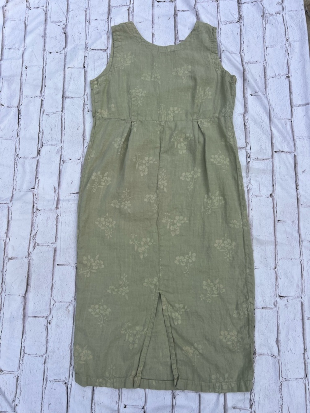 J. Jill Olive Green Sleeveless Maxi Dress 100% Linen - Picture 5 of 6